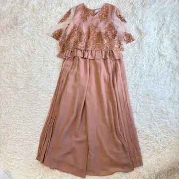 하레모드 셋업 레이스 상의 & 플리츠 와이드 팬츠 드레스 결혼식 M