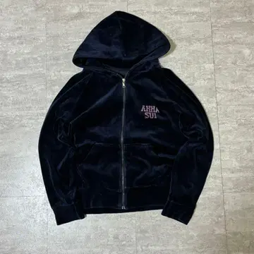 00s Y2K 크롭 벨로아 집업 후드티