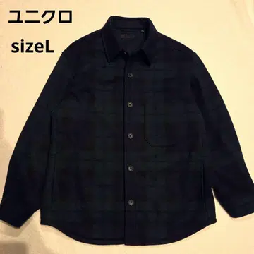 새상품급 유니클로 타탄 체크 블루종 [ L ] 두꺼운 원단 자켓