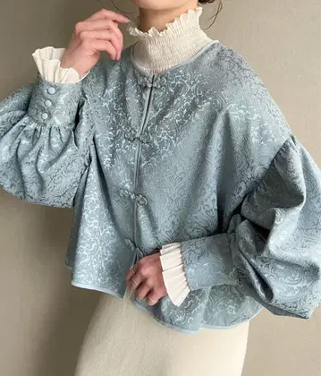 JUNOAH 자카드 차이나 루즈 셔츠