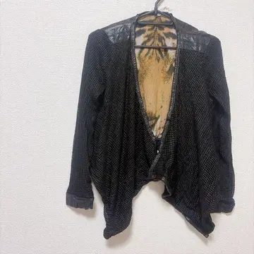 36points 블랙 메쉬 자켓 애니멀 무늬 안감