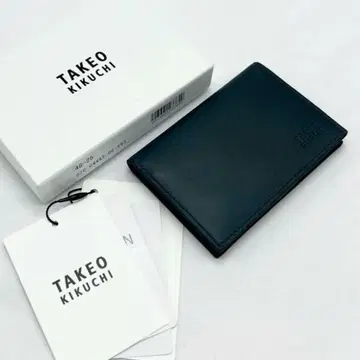 [ 미사용 새상품 ] 다케오 키쿠치 앤티크풍 가죽 카드 케이스 네이비