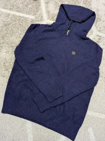 세인트앤드류 네이비 라메 믹스 니트 후드티