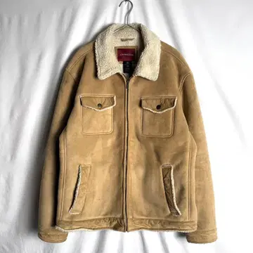 90s COVINGTON 페이크 무스탕 지퍼 블루종 XL