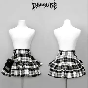 택 포함 정품 새상품 DimMoire PUNK 프릴 미니 스커트 체크