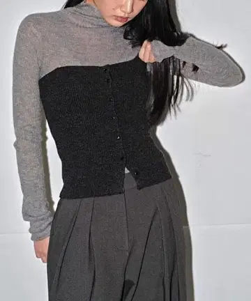 TODAYFUL 모헤어 리브 니트 그레이