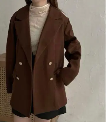 apres jour clair 더블 테일러드 자켓 브라운