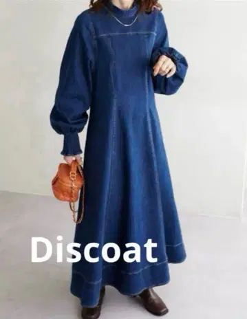 Discoat 데님 롱 원피스 볼륨 슬리브 사이즈 M 플레어