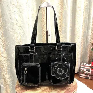 레어 MARY QUANT 마리콴트 토트백 에나멜 블랙 Y2K