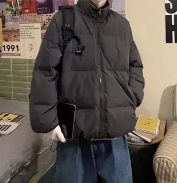 그레이 다운 자켓 L 사이즈