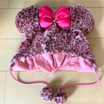 미니 마우스 레오파드 무늬 팬캡 핑크 디즈니
