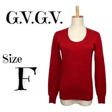 G.V.G.V  울 100% 스웨터 U넥 레드