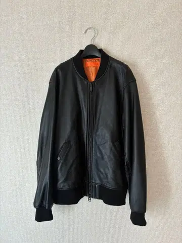 레트로 그레이드 ma1 램 가죽 플라이트 자켓