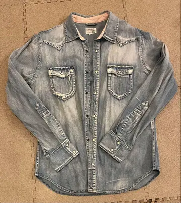 STONE HEAD 데님 셔츠 LL 옅은 파랑