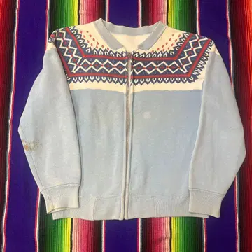 50s 60s 눈꽃 패턴 풀 집업 맨투맨