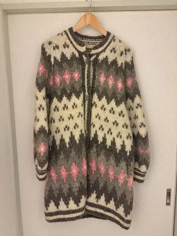 지그재그 패턴 니트 코트