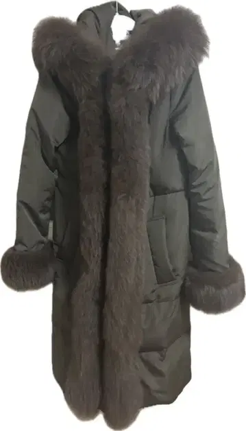 올리브 그린 다운 자켓 후드 부착