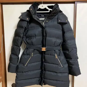 퍼 후드 블랙 다운 자켓