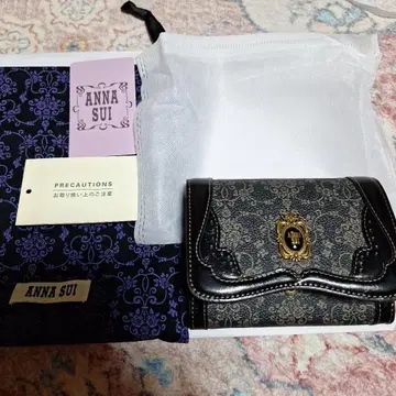 ANNA SUI 접이식 지갑 블랙/골드