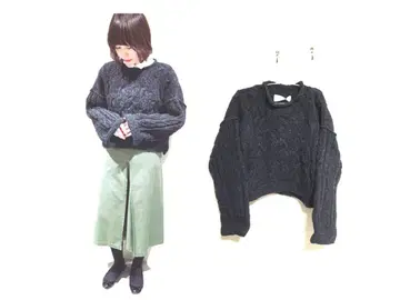 bulle de savon 네팔 핸드 패턴 니트 숏 소매