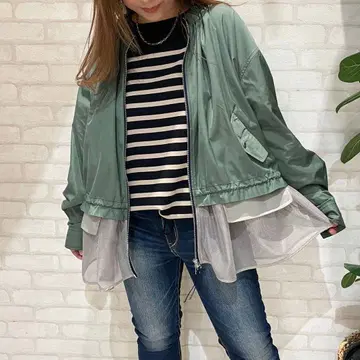 eimee law 메쉬 레이어드 블루종 카키