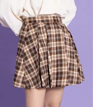 PUNYUS 박스 플리츠 체크 미니 스커트