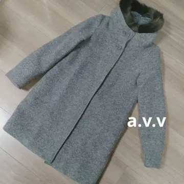 a.v.v 스탠드 카라 코트 그레이