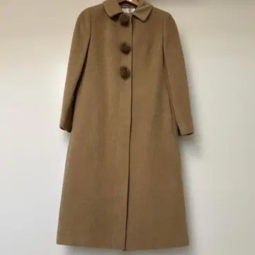 케티 베이지 롱 코트 퍼