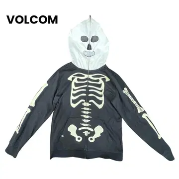 VOLCOM 스켈레톤 축광 풀 집업 후드티 블랙 M 상당