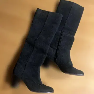 코듀로이 블랙 니하이 부츠 24cm