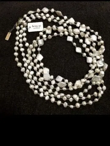 콘치 담수 펄 다층 롱 목걸이 화이트