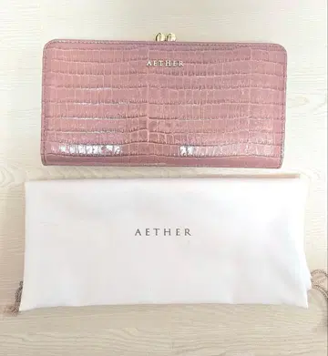[ 미사용 ] AETHER 에테르 장지갑 가마구치 악어 엠보싱 가죽