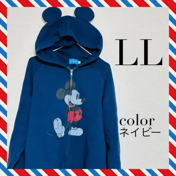 LL 디즈니 리조트 귀 달린 집업 후드티 미키 겉옷 네이비
