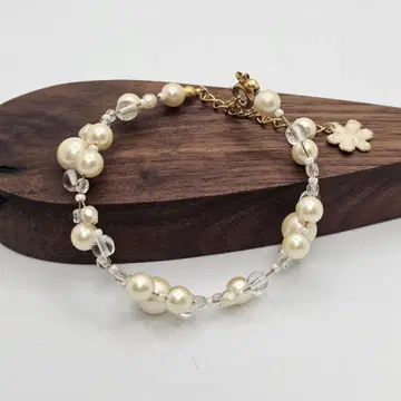 모조 진주 비즈 콤비 팔찌 조절기 포함