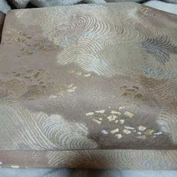 기모노용 부착 오비 파도 무늬 골드 컬러 장식 베이지 계열 미사용 새상품