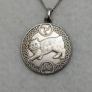 맨크스 고양이 맨섬 코인 목걸이