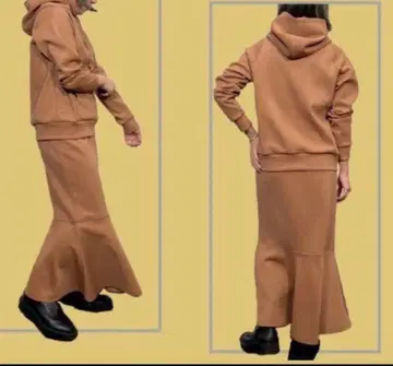 HERENCIA 종이 니트 후드티 머메이드 스커트 셋업