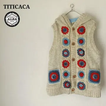 TITICACA 티티카카 가디건 베스트 에스닉 꽃무늬 자수 후드