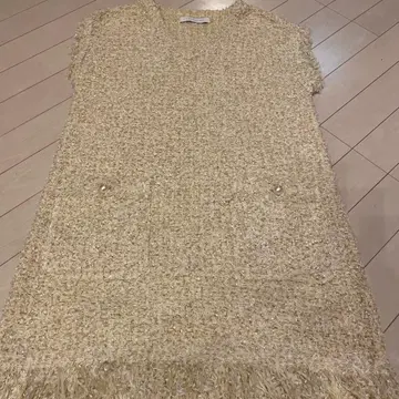 새상품 ESTNATION 슬리브리스 니트 원피스 프린지 라메 M 사이즈