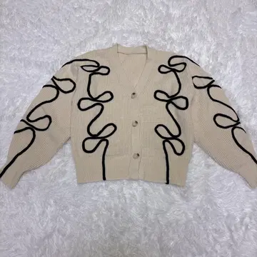 AMELY 아이보리 리본 V넥 가디건 아이보리