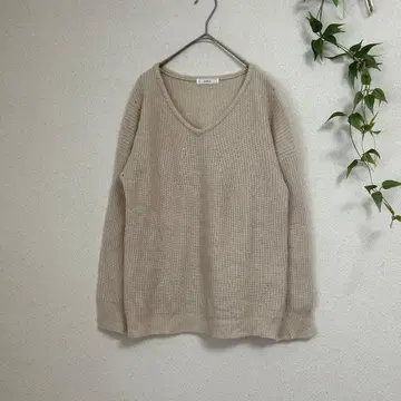 marble ink 캐시미어 혼방 V넥 오버 사이즈 니트 베이지