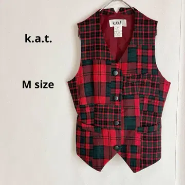 k.a.t. 산에 인터내셔널 베스트 M 타탄 체크 패턴 레드