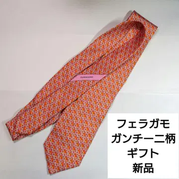 페라가모 넥타이 [ 기프트용 ] 오렌지 간치니