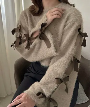 apresjourclair 소매 리본 재기 니트 니트