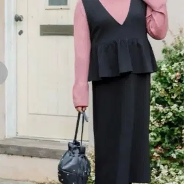 시마무라 hina 콜라보 페플럼 점프 스커트 블랙 3L 사이즈