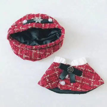 봉제 인형  의류 모자 판초 세트 상품 레드 15cm
