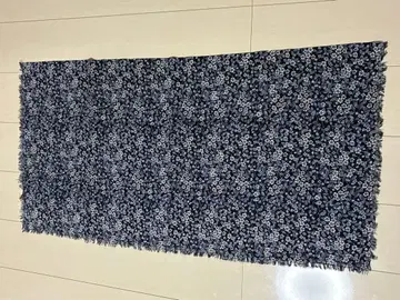 네이비 꽃무늬 프린지 스톨