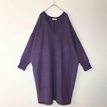 [니코앤드] V넥 와이드 원피스(F) 루즈핏 배색 스티치 퍼플
