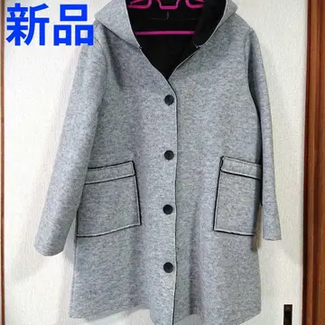 새상품 롱 코트 후드 부착 VIANTE 라이트 그레이