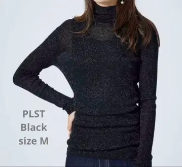 PLST 라메 시어 리브 터틀넥 스웨터 M